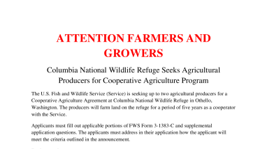 Columbia National Wildlife Refuge Cooperative Agriculture Agreement Application