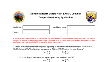 NW North Dakota Complex Cooperative Grazing Application