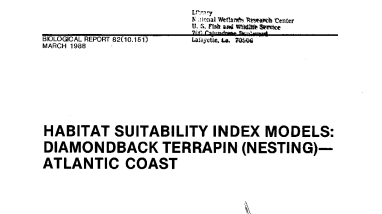 Habitat suitability index models: diamondback terrapin (nesting)--Atlantic Coast