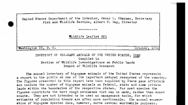 Inventory of big-game animals of the United States, 1949