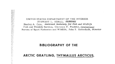 Bibliography of the Arctic grayling of North America