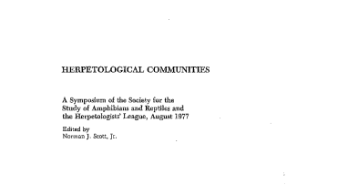 Herpetological communities: a symposium of the Society for the Study of Amphibians and Reptiles and the Herpetologists' League, August 1977