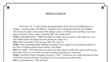 Philip G. Vandyck oral history transcript