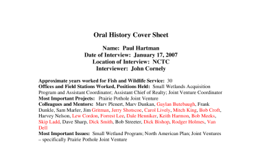 Paul Hartman oral history transcript