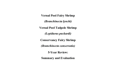 Appendix (Public Version) for the Vernal Pool Fairy Shrimp (Branchinecta lynchi), Vernal Pool Tadpole Shrimp (Lepidurus packardi), and Conservancy Fairy Shrimp (Branchinecta conservatio) 5-Year Review: Summary and Evaluation 