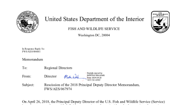 Rescission of a 2018 Principal Deputy Director Memorandum