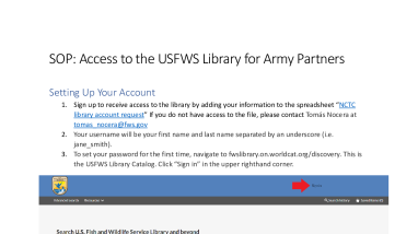 SOP: Access to the USFWS Library for Army Partners