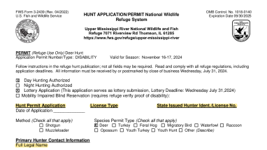Upper Miss River Refuge Disabled Hunt 2024