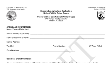 Cooperative Agriculture Agreement Application