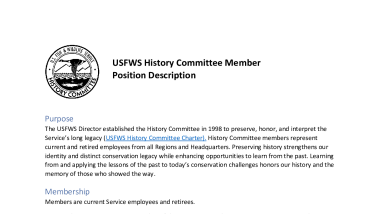 USFWS History Committee Member Position Description