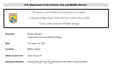 Prospectus and Invitation for Proposals to Conduct Commercial Big Game Guide Services within Areas of the Yukon Delta National Wildlife Refuge