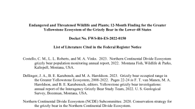 Literature Cited: Grizzly bear GYE 12-month finding