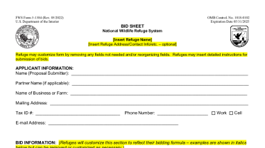 FWS Form 3-1384 Bid Sheet