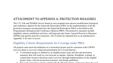 Attachment to Appendix A: Protection Measures