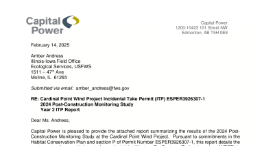 Cardinal Point Wind Project, Post-Construction Monitoring Study, 2024