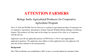 Ankeny National Wildlife Refuge Farm Application Package