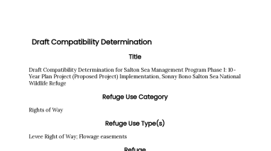 Draft Compatibility Determination for Salton Sea Management Program Phase I: 10- Year Plan Project (Proposed Project) Implementation, Sonny Bono Salton Sea National Wildlife Refuge