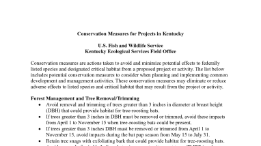 Conservation Measures for Projects in Kentucky