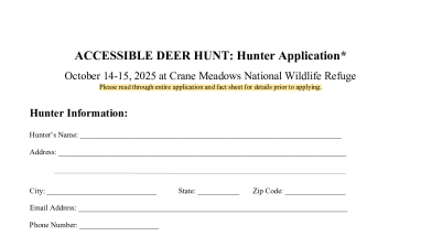 Crane Meadows NWR Accessible Deer Hunt Application 2025