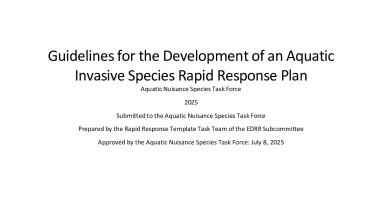 Guidelines for the Development of an Aquatic Invasive Species Rapid Response Plan