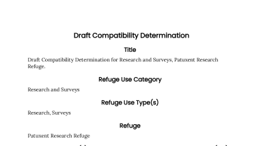 Draft Compatibility Determination for Research and Surveys, Patuxent Research Refuge.