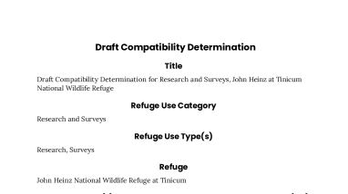 Draft Compatibility Determination for Research and Surveys, John Heinz at Tinicum National Wildlife Refuge