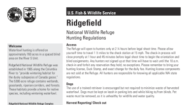 Ridgefield National Wildlife Refuge Waterfowl Program Details for 2026-27 Season