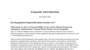 Frequently Asked Questions: Endangered Species Act Section 4 and 7 Proposed Regulation Revisions