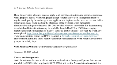 North American Wolverine Conservation Measures