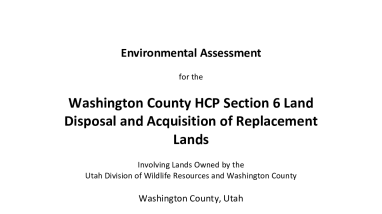 Washington County HCP Section 6 Land Disposal and Acquisition of Replacement Lands