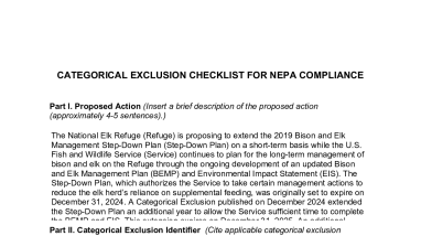 Categorial Exclusion Checklist 2026 Extension of the BEMP Step-down Plan