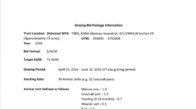 Dickcissel WPA Grazing Bid Package 2026