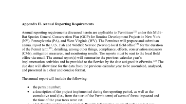 Appendix H: Annual Reporting Requirements