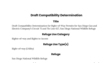 Draft CD for Right-of-Way Permits for San Diego Gas and Electric Company, San Diego NWR