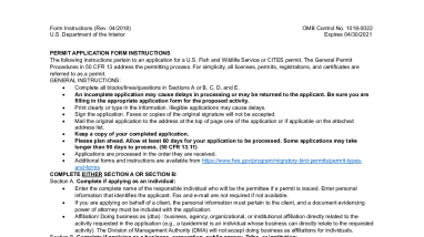 Migratory Bird Permit Application Form Instructions