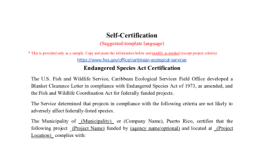 Blanket Clearance Letter ESA Certification