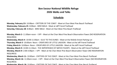 Bon Secour 2026 Walks and Talks