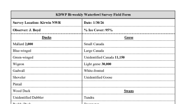 2025-2026 KDWP Bi-weekly Waterfowl Survey Field Forms