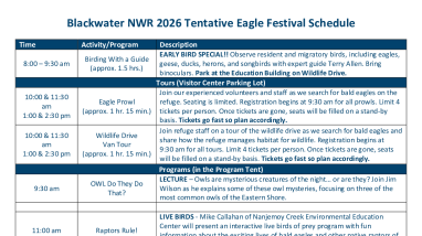 Blackwater NWR 2026 Eagle Festival Schedule