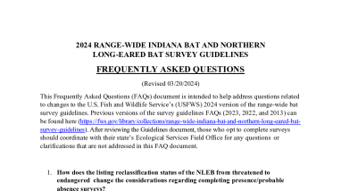 Previous FAQ Versions Range-wide Indiana Bat and Northern Long-eared Bat Survey Guidelines