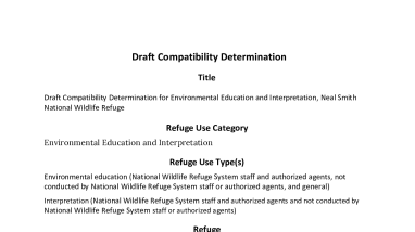 Draft Compatibility Determination - NLS EE Multitype