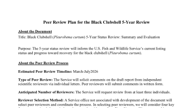 Peer Review Plan for the Black Clubshell 5-Year Review | FWS.gov