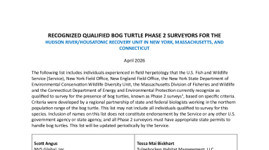 Bog Turtle Hudson-Housatonic Recovery Unit Recognized Surveyor List, USFWS 2026