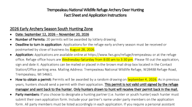 2026 Early Archery Fact Sheet and Application Instructions