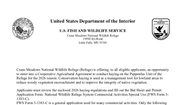 Crane Meadows National Wildlife Refuge Haying Cooperative Agricultural Agreement
