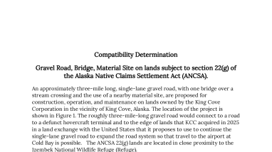 Draft Compatibility Determination for Road Construction on ANCSA Lands