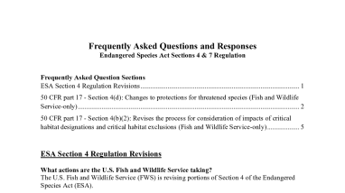 Frequently Asked Questions: Final Endangered Species Act Section 4 Regulation Revisions
