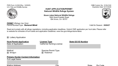 Hunt Application SLNWR 2026 General Blind