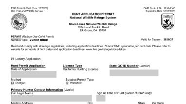 Hunt Application SLNWR 2026 Junior Blind
