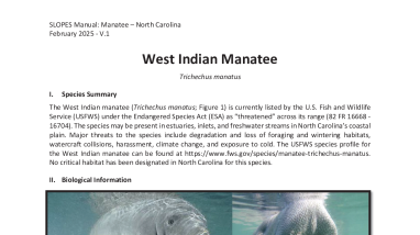 SLOPES Manual: Manatee - North Carolina